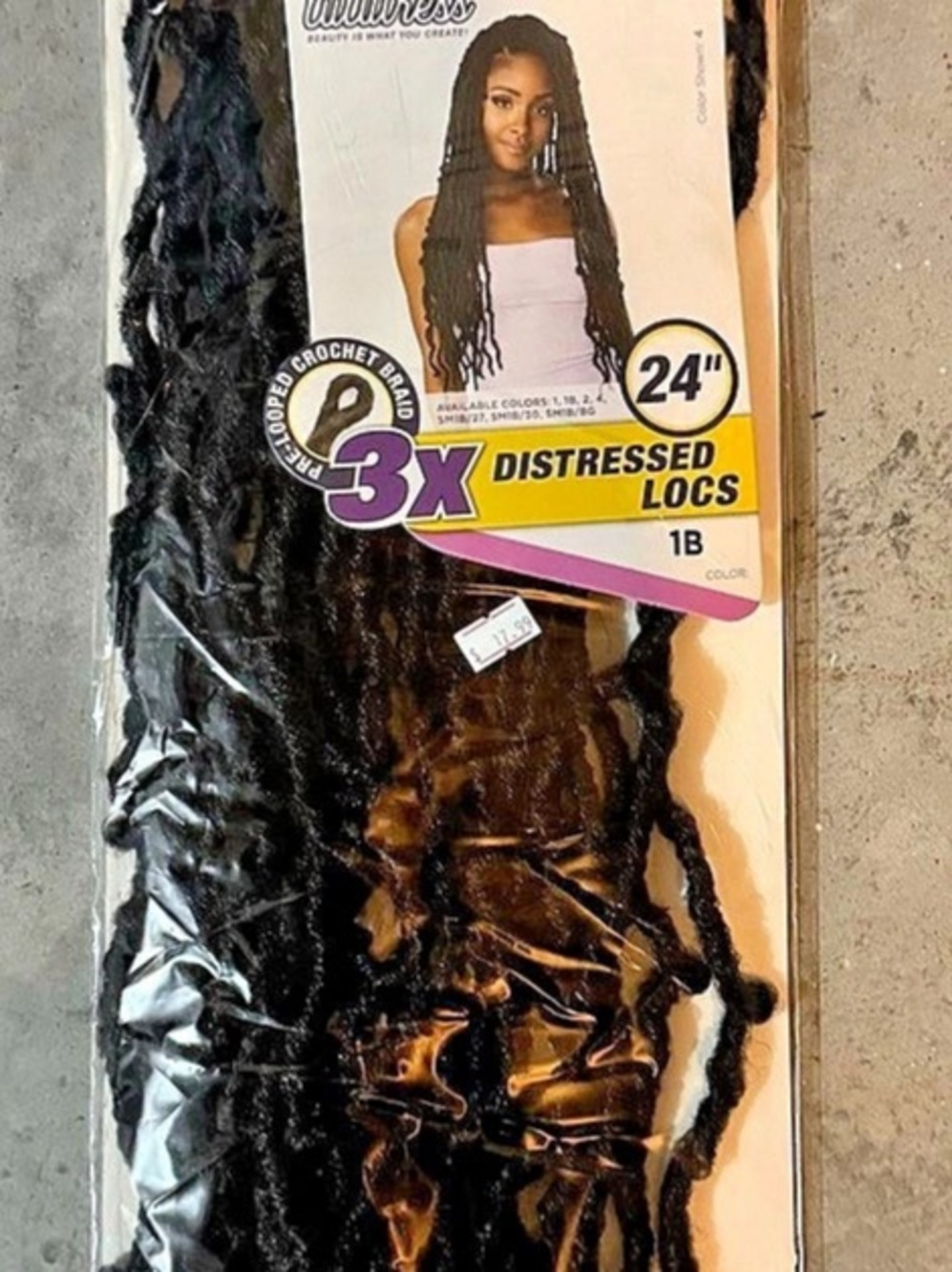 LuvTress 3X Distressed Locs 24" Black Pre-Looped Locs NWT